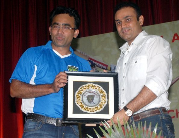 Saba Karim with Virender Sehwag