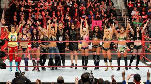 The WWE Women's Division with Commissioner Stephanie McMahon