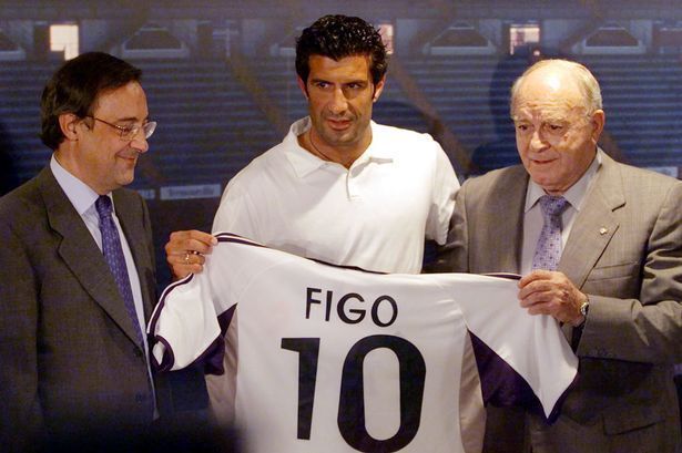 Luis Figo unveiled after signing for Real Madrid