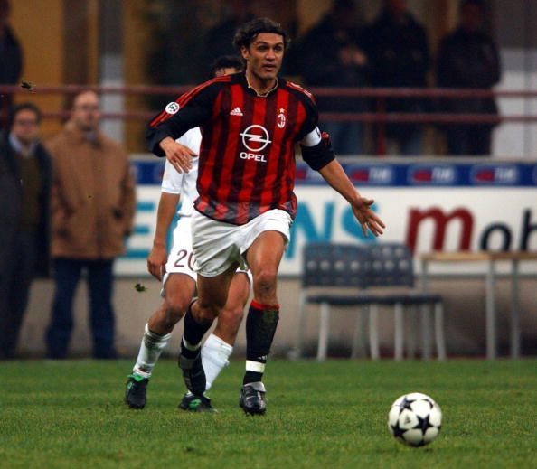 Paolo Maldini of AC Milan in action