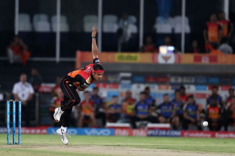 Siddharth Kaul bowling for Sunrisers Hyderabad