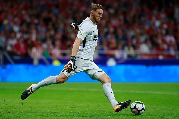 Oblak clearing the ball for Atletico Madrid