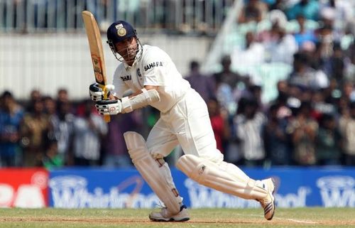 Tendulkar flicks one against the West Indies 