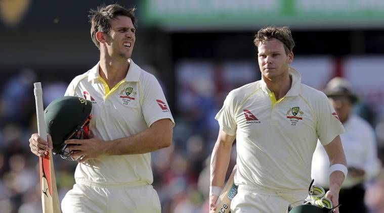 Mitchell Marsh supported Smith very well after Australia lost two quick wickets.
