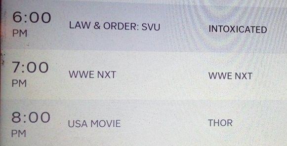 The USA Network is specifically advertising 'NXT' on its December 13th schedule