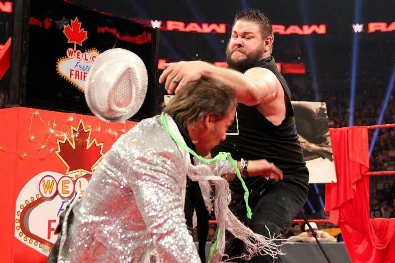 Kevin Owens beating up Chris Jericho