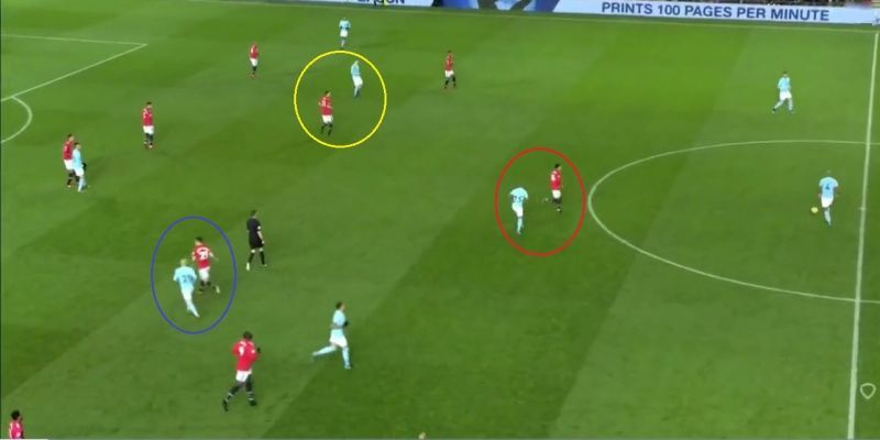 United man-marked City&#039;s midfield three man-to-man with Matic, Herrera &amp; Lingard