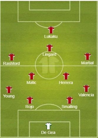 Manchester United lined up in a 4-2-3-1 with Rashford, Martial &amp; Lukaku starting together. 