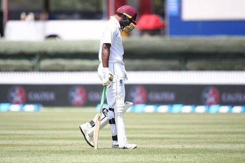 West Indies' Sunil Ambris got out hit wicket in both his first two Tests