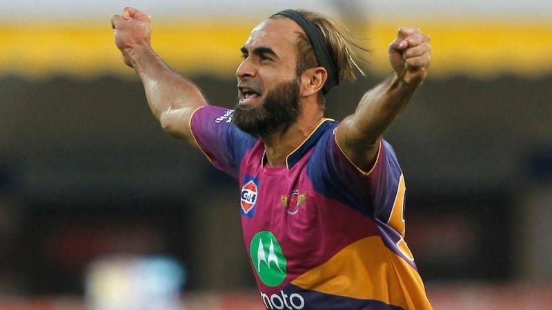 Tahir in the middle of his trademark celebration
