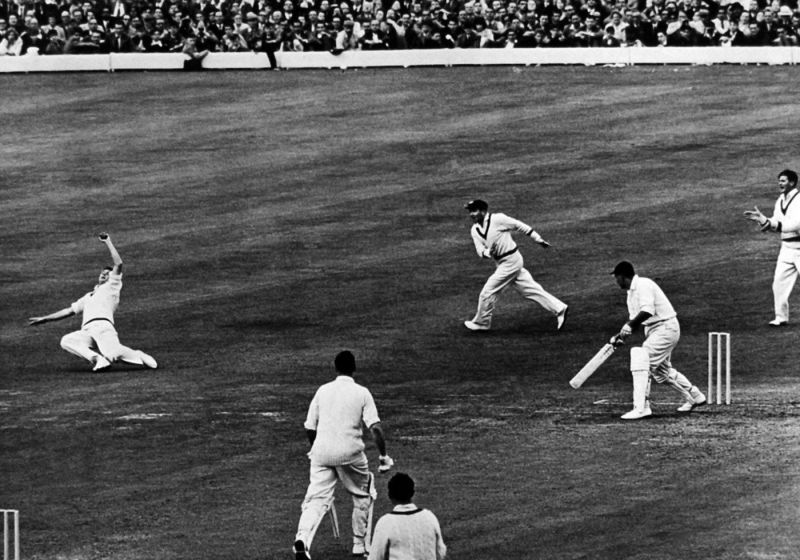 Colin Cowdrey takes a superb catch at slip. 