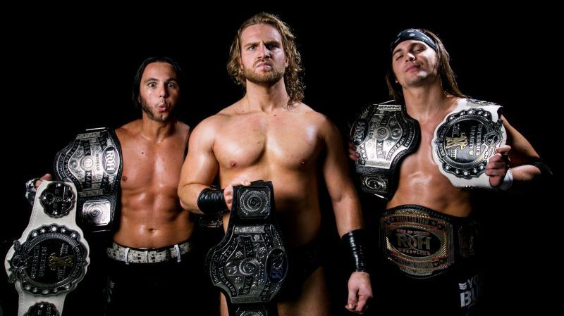 Page with the Young Bucks as part ROH 6-Man Tag Team Champions 