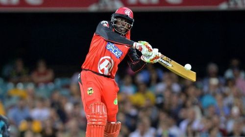 Chris Gayle plays with a golden bat