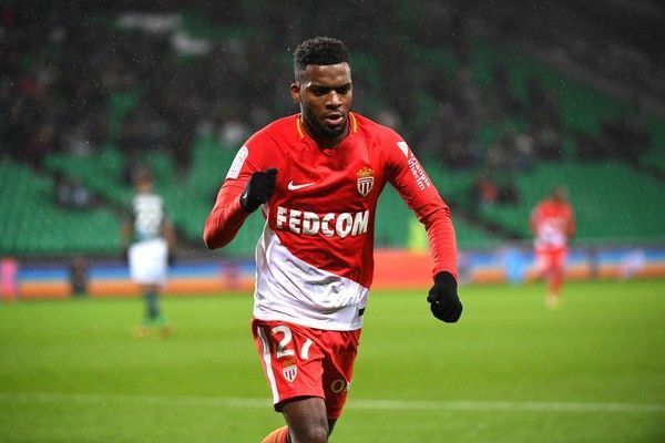 Monacos French midfielder Thomas Lemar (C) celebrates after scoring a goal during the French L1 football match between Saint-Etienne (ASSE) and Monaco (ASM) on December 15, 2017, at the Geoffroy Guichard stadium in Saint-Etienne, central-eastern France. / AFP PHOTO / ROMAIN LAFABREGUE (Dec. 14, 2017 - Source: AFP)