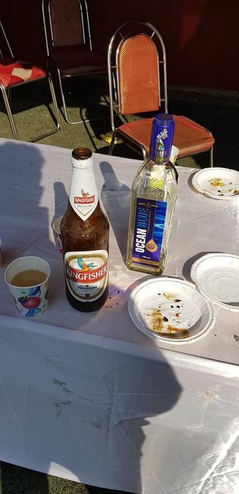 Alcohol bottles strewn all over the stadium. (Photo: Facebook)