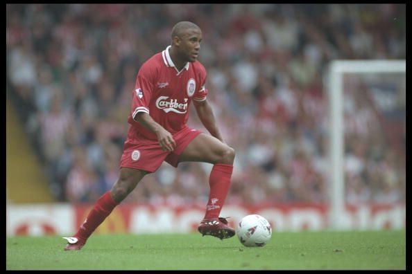 John Barnes of Liverpool in action