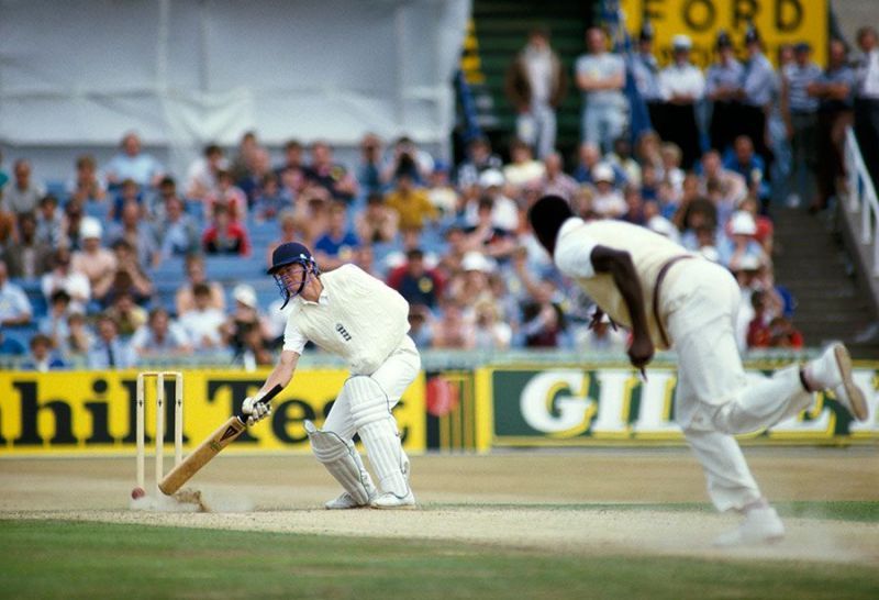 Joel Garner sends down an unplayable yorker. 