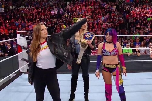 Ronda Rousey making her intentions very clear at The Royal Rumble.