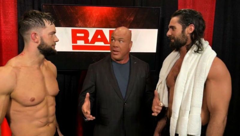 Finn Balor, Kurt Angle and Seth Rollins