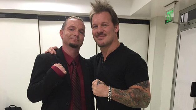 Chris Jericho and James Ellsworth backstage