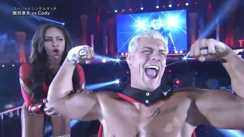 Cody Rhodes with his wife Brandi at Wrestle Kingdom 12