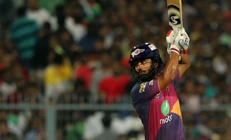 Rahul Tripathi of Rising Pune Supergiant during match 41 of the Vivo 2017 Indian Premier League between the Kolkata Knight Riders and the Rising Pune Supergiant held at the Eden Gardens Stadium in Kolkata, India on the 3rd May 2017Photo by Prashant Bhoot - Sportzpics - IPL