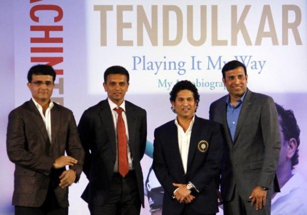 Ganguly, Dravid, Tendulkar and Laxman at Sachin's book launch