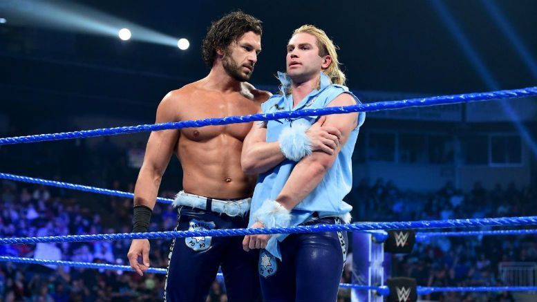 Tyler Breeze (right) along with his tag team partner Fandango 