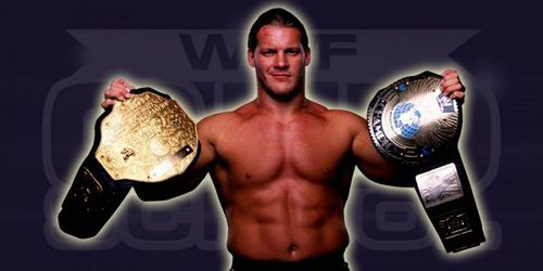 Chris Jericho with the World Heavyweight and the WWF Championship