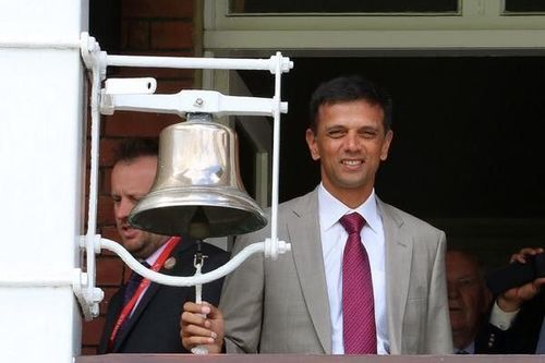 Dravid ringing the famed bell at Lord's