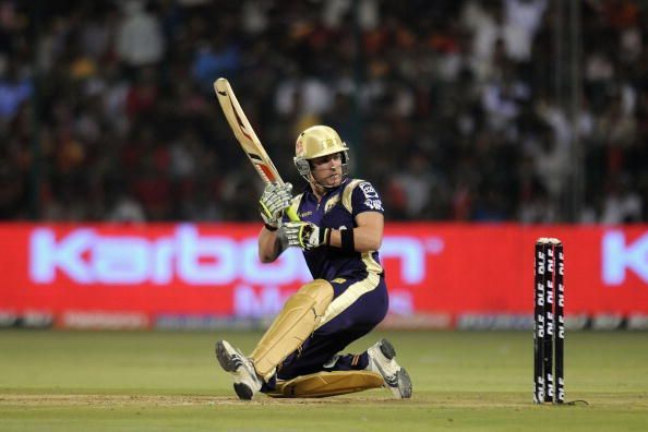 Brendon McCullum in action during his 158* vs RCB in the opening match of the IPL 2008