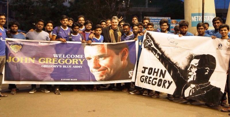 Gregory's Blue Army, The B-Stand Blues, welcoming the Gaffer ahead of the ISL season