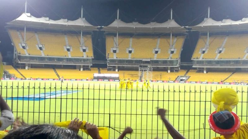 The empty stands G, H and I of Chepauk Stadium, Chennai