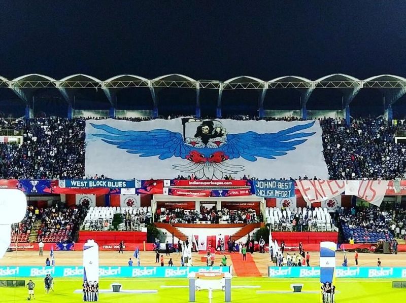 West Block Blues unveil their banner ahead of the ISL final