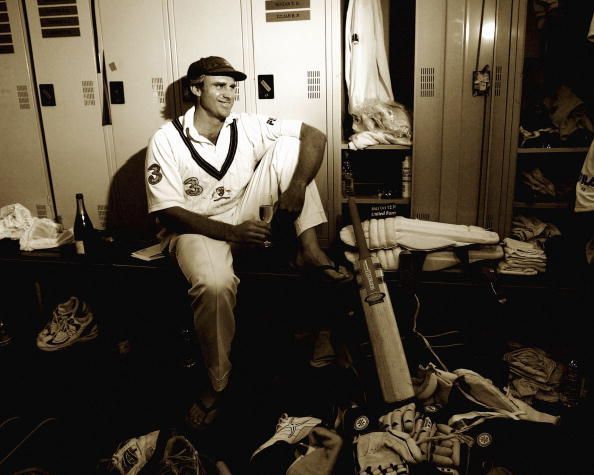 Matthew Hayden of Australia relaxes in the rooms after scoring 380 to break Brian Lara of The West Indies world record of 375