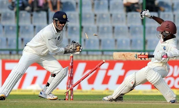 Dhoni took 6 catches and 2 stumpings in a single Test on two occasions