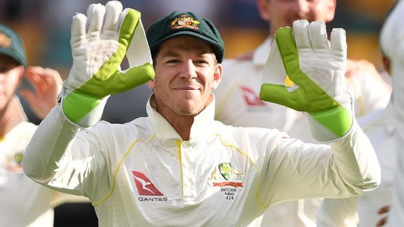 Tim Paine is overjoyed at the wicket of Joe Root