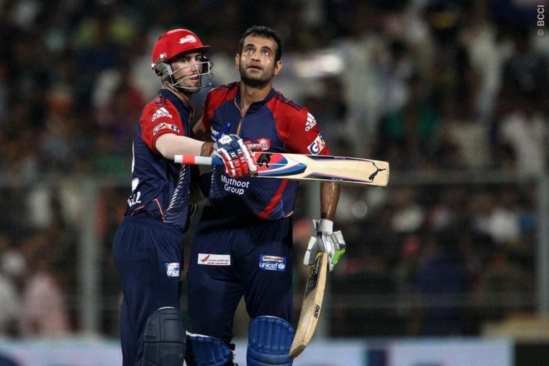 Glenn Maxwell (left) celebrates a Delhi Daredevils win in the IPL 2012. (Image Credit: iplt20.com)