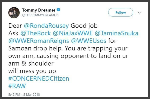 The tweet by Tommy Dreamer after Raw