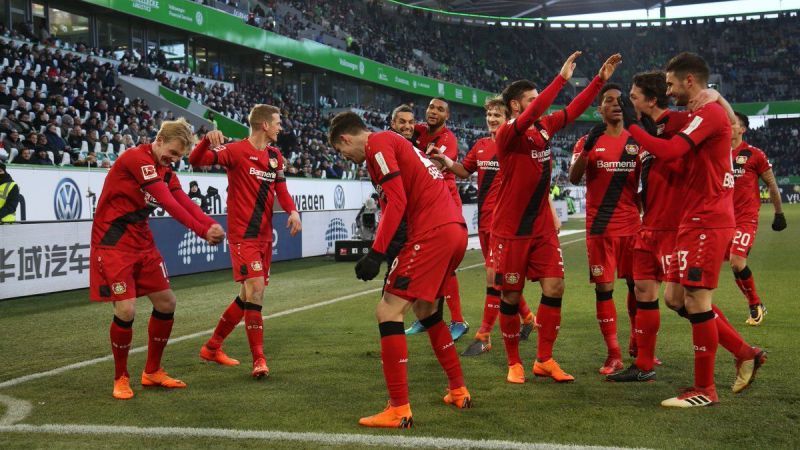 Bayer 04 Leverkusen doing the Pickaxe Fortnite celebration