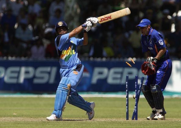 Sachin Tendulkar of India is bowled