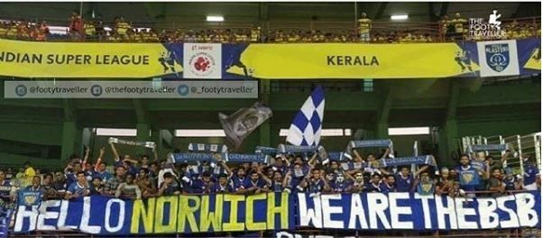 B-Stand Blues' banner for the Kerala Blasters in Kochi