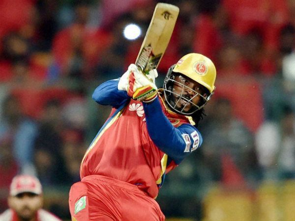 Chris Gayle plays a shot on way to his hundred