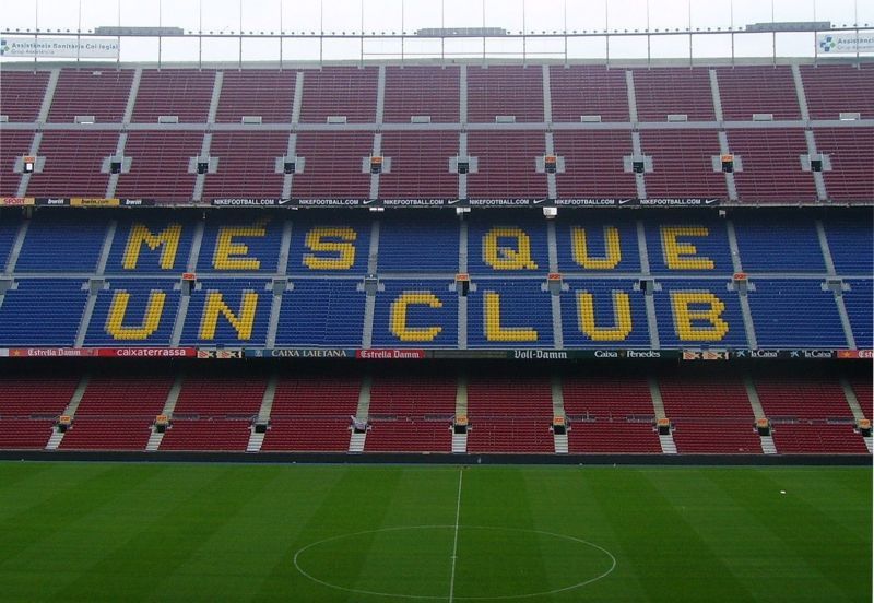 Barcelona's motto painted on the seats in the Nou Camp