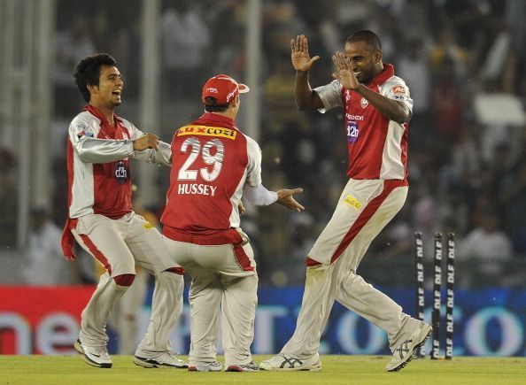 Kings XI Punjab bowler Dimitri Mascarenh : News Photo