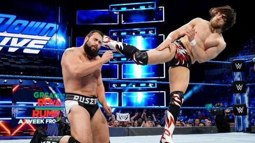 Daniel Bryan hits Rusev with the 'Yes' Kicks