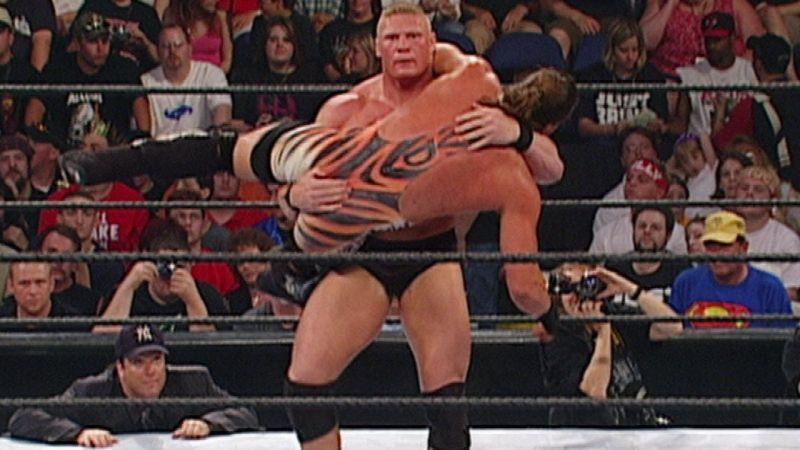 Lesnar displays his brute strength.