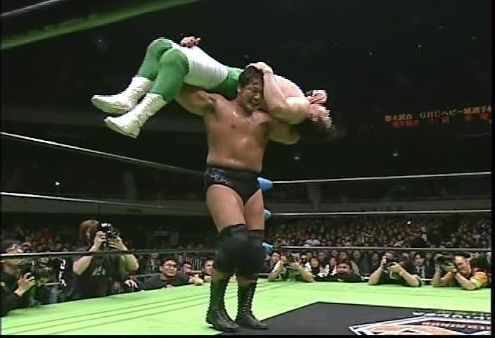 Kenta Kobashi prepares to use the Burning Hammer