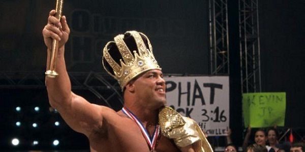 The WWF&#039;s newest king celebrates his conquest.