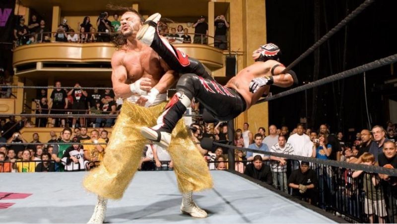 Rey and Sabu in middle of their action in the ECW match.